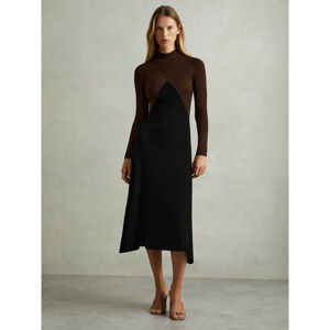 REISS HOPE Colourblock Ribbed Midi Dress